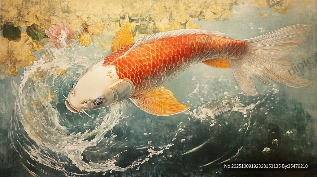 錦鯉戲水圖