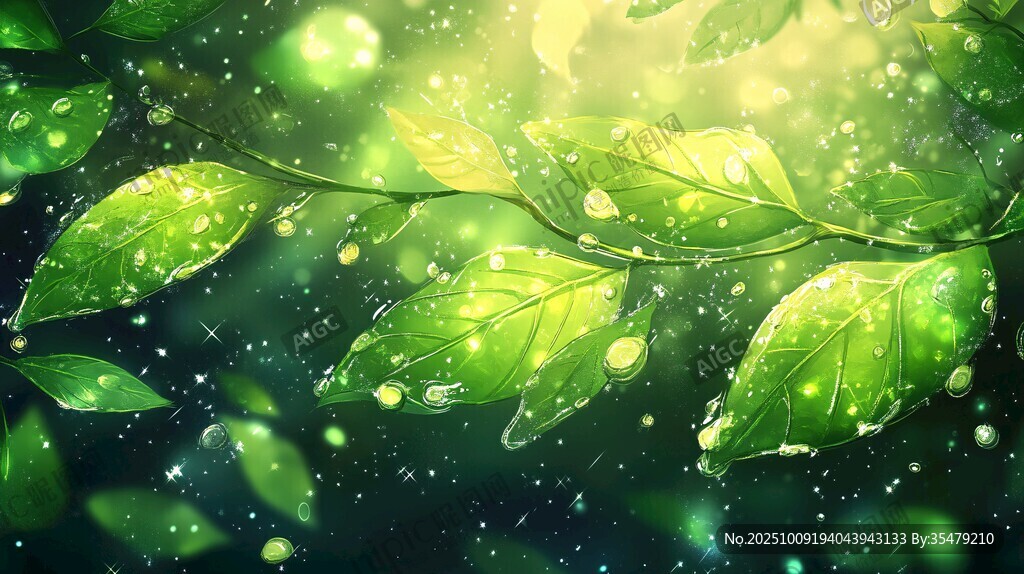 嫩綠枝葉間的夢幻光影