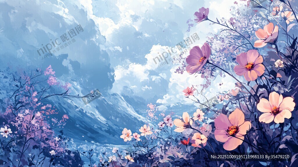 夢幻山野花卉美景