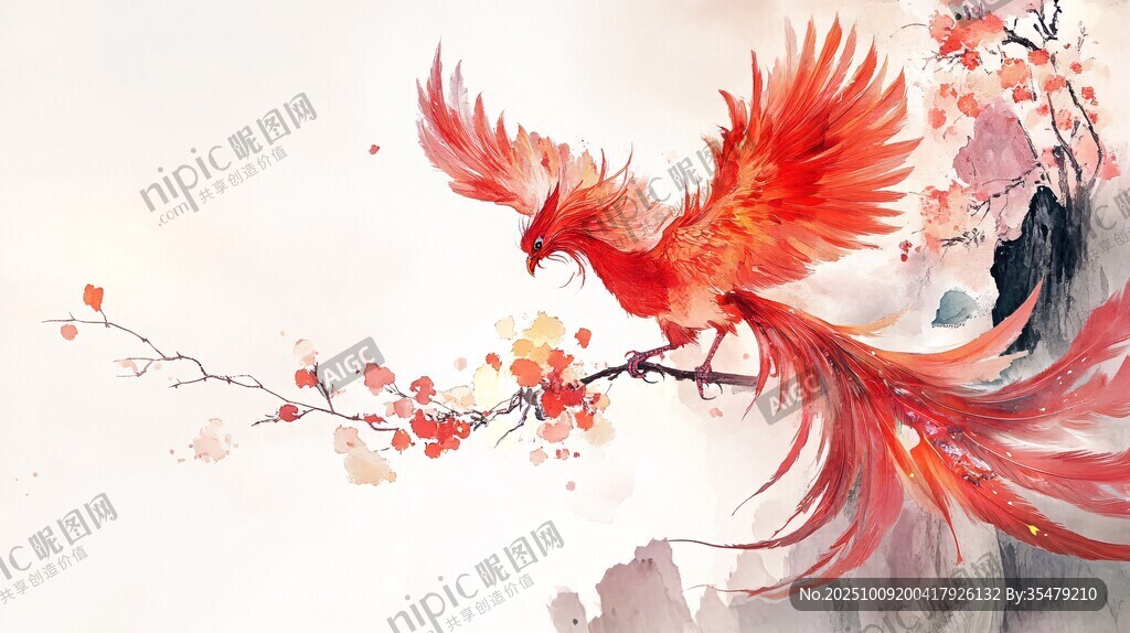 鳳凰棲枝展艷姿