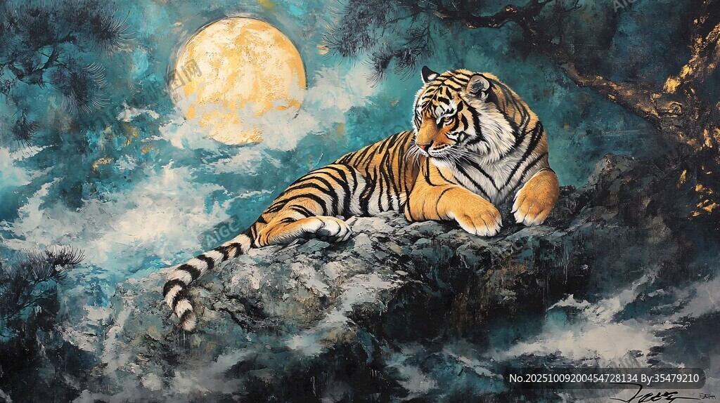 月夜臥虎圖