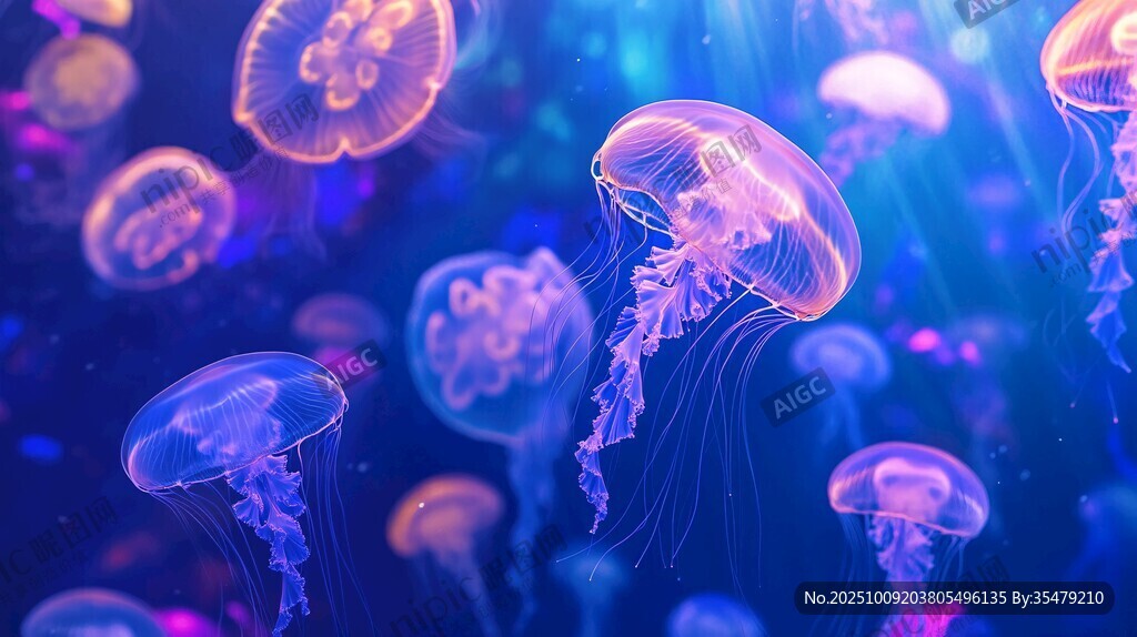 夢幻水母在水中輕盈曼舞