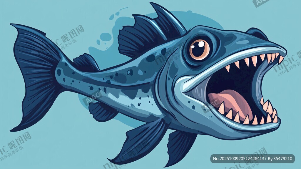 張著大嘴的兇猛卡通魚