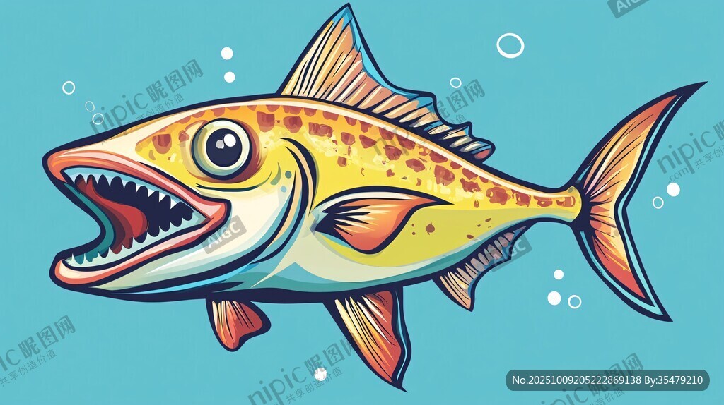 張著大嘴的彩色兇猛海魚