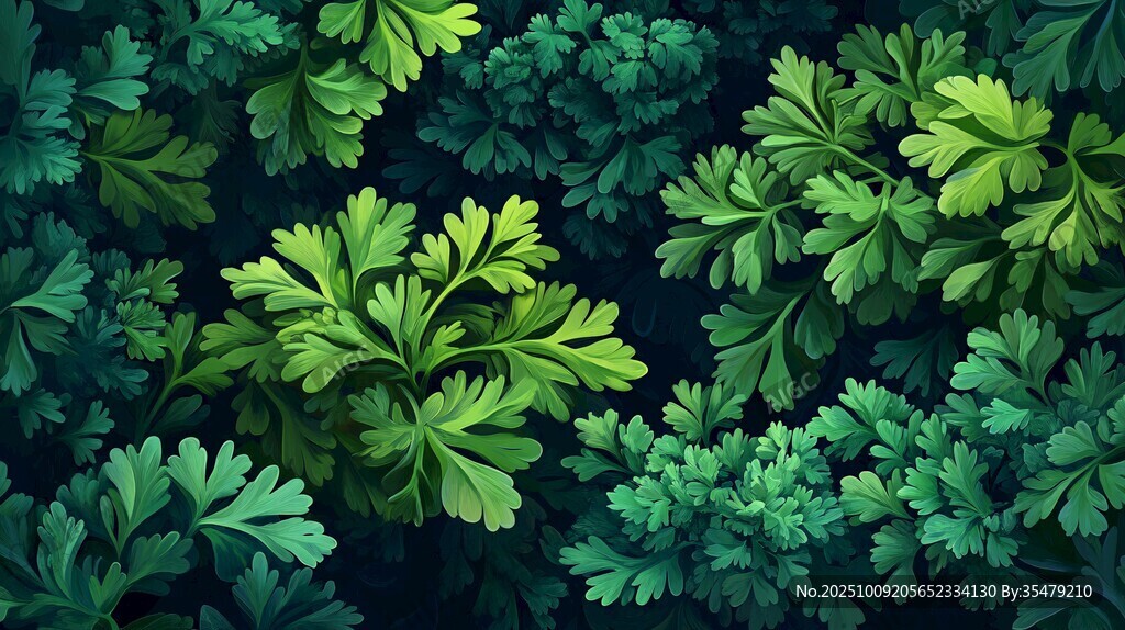 翠綠歐芹葉片背景圖