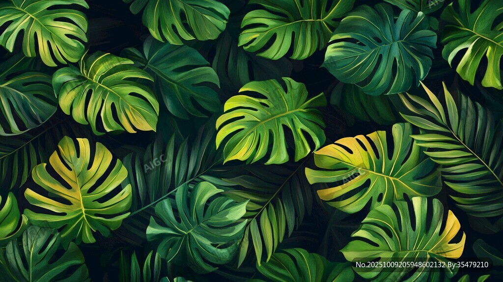 熱帶綠植葉背景圖案
