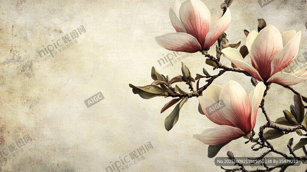 復古風玉蘭花枝特寫