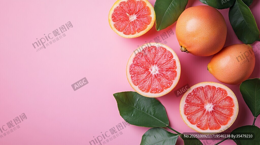 粉色背景上的新鮮西柚