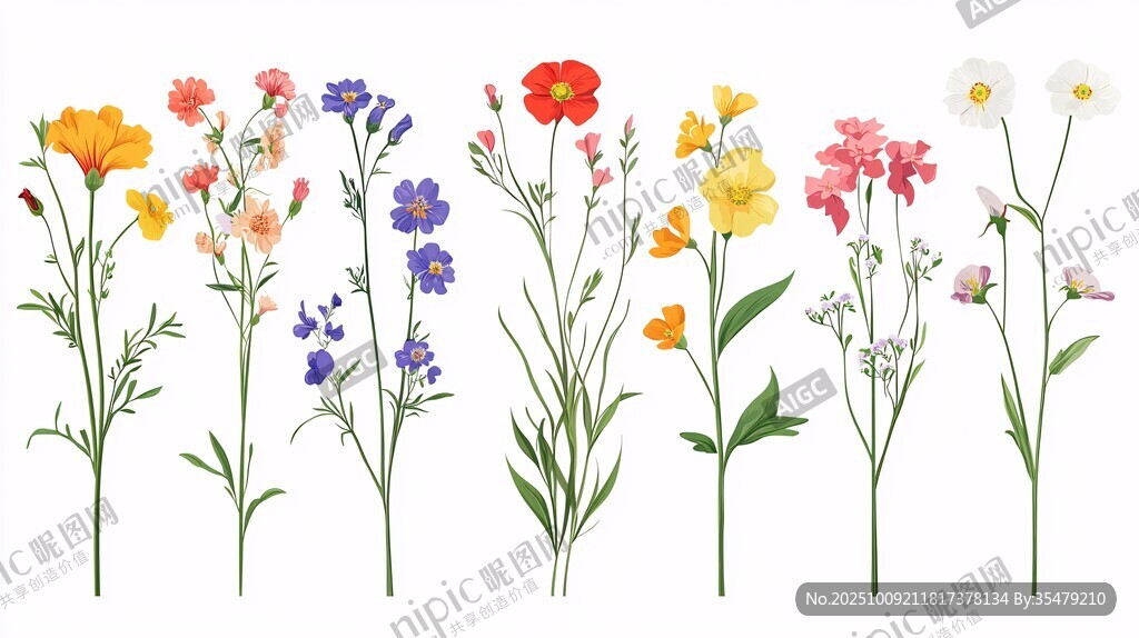 多彩花卉插畫