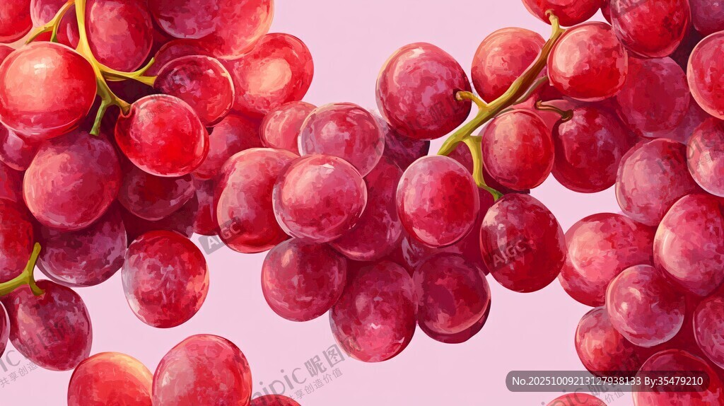 紅葡萄水彩畫 飽滿誘人
