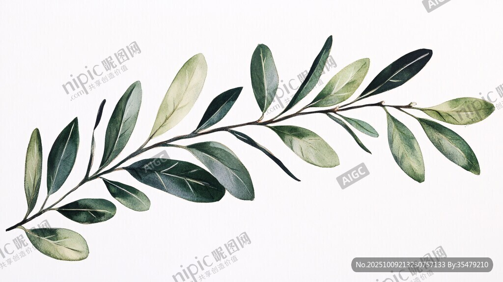 水彩繪橄欖枝清新插畫(huà)