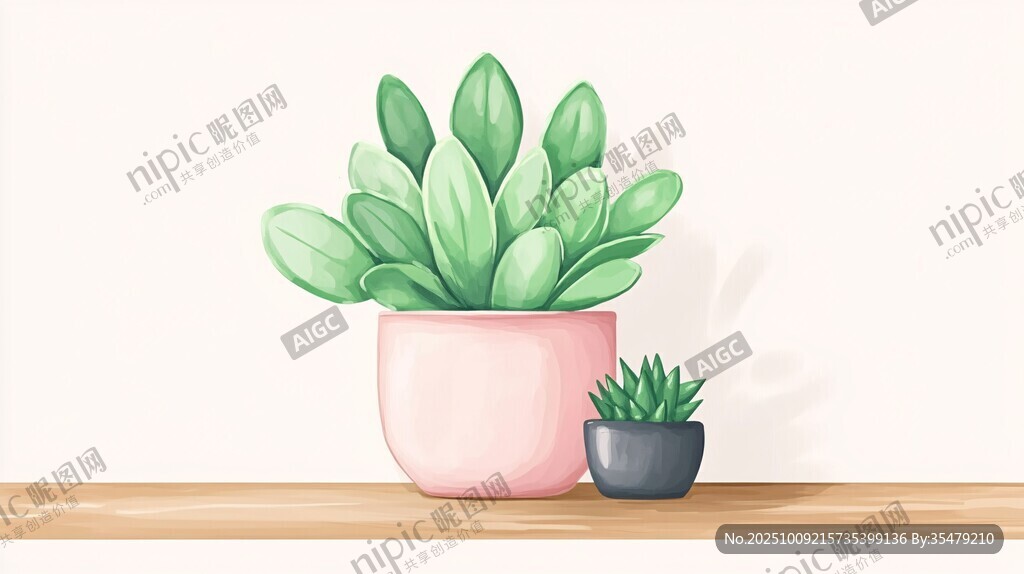 粉色花盆中的可愛多肉植物