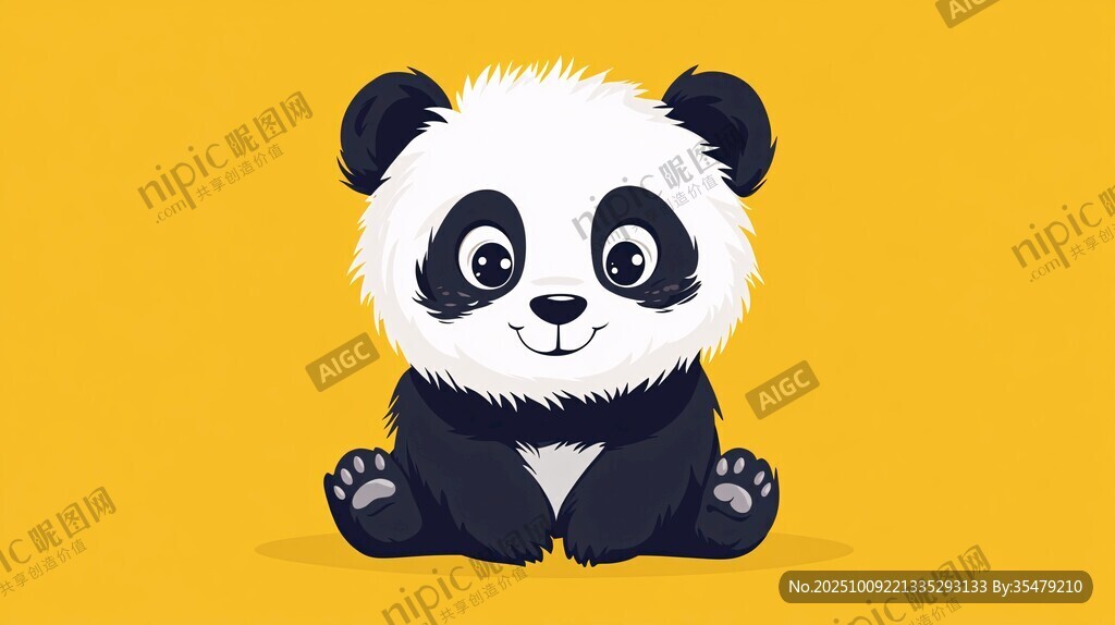 可愛熊貓坐姿插畫