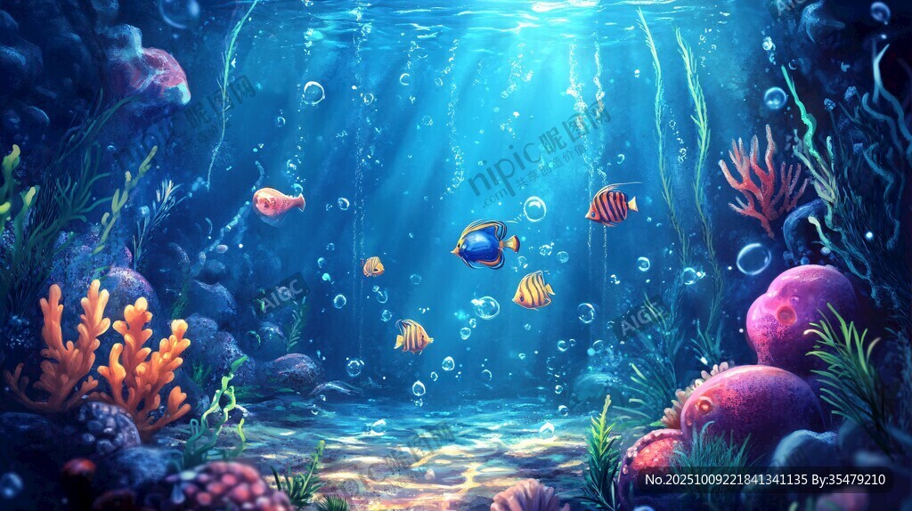 夢幻海底世界珊瑚與魚群