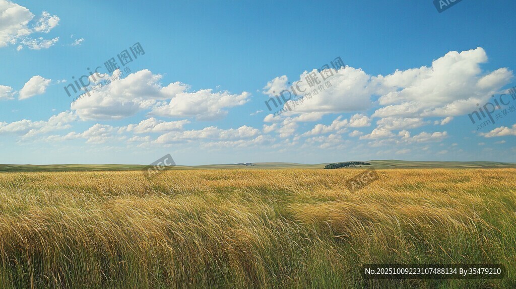 遼闊草原藍(lán)天白云美景