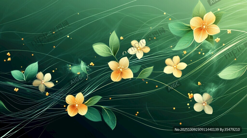 綠意繁花背景圖