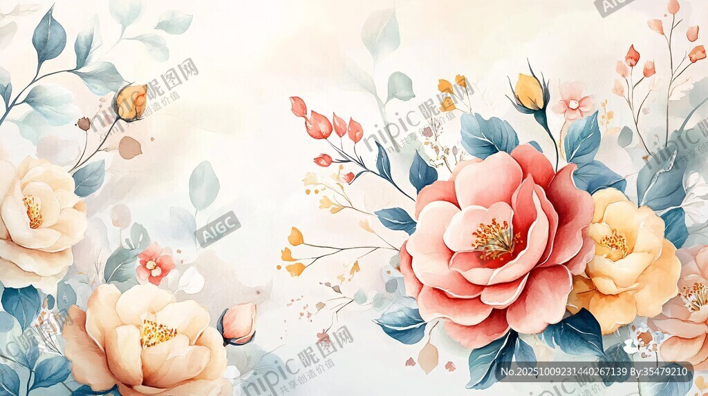 浪漫花卉插畫(huà) 柔美色彩