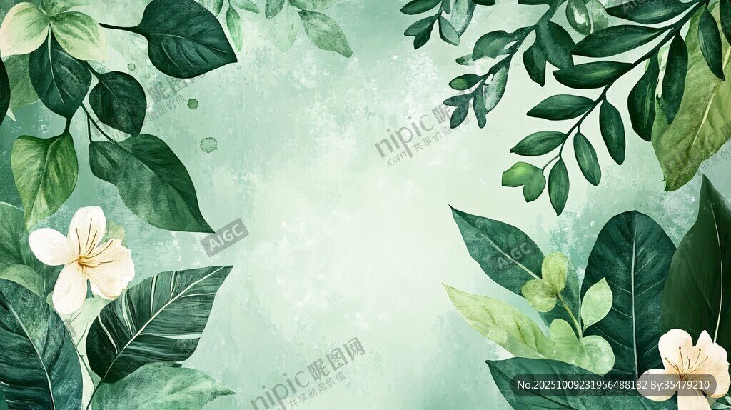 清新綠植花卉背景圖