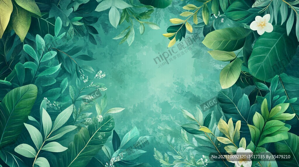 清新綠意植物花卉背景圖