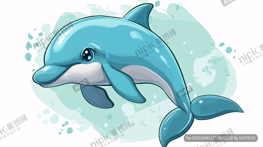 可愛卡通海豚插畫