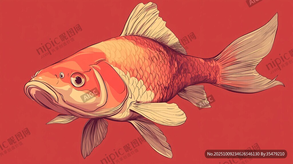 橙紅金魚插畫