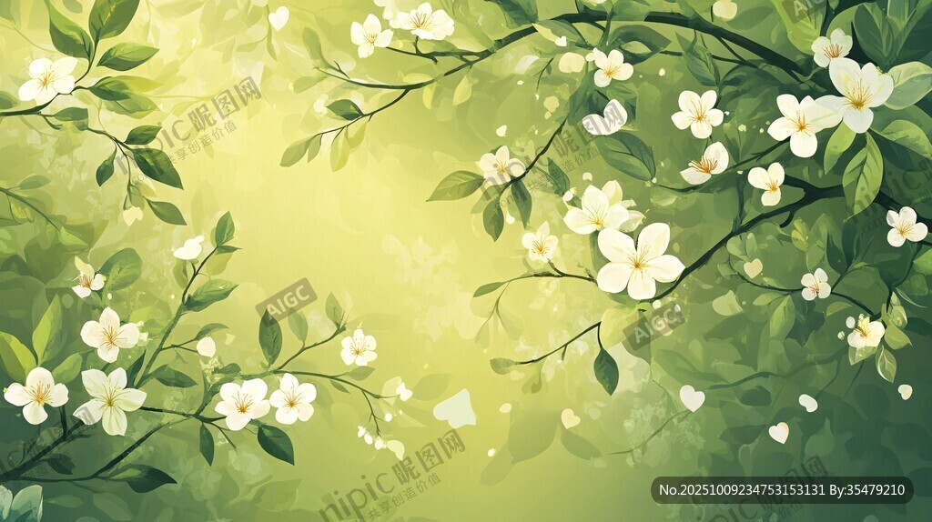 春日繁花滿枝的清新景象