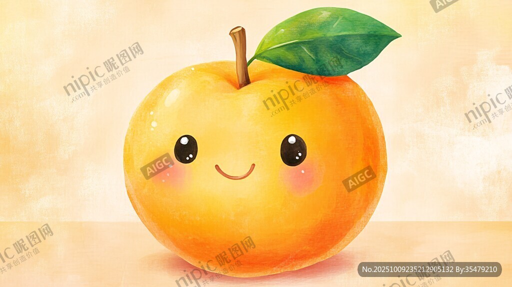 可愛笑臉黃橙插畫形象