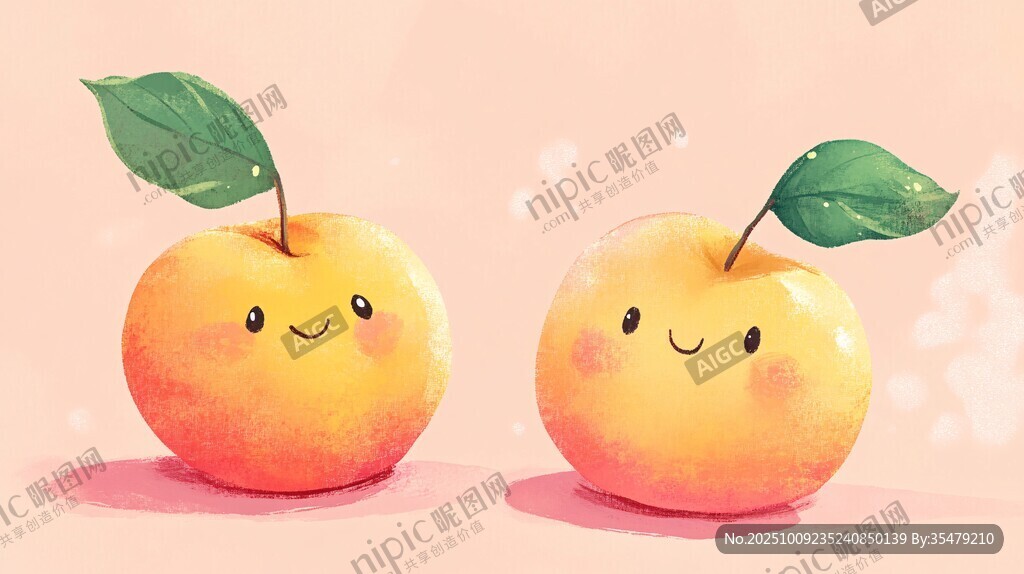 可愛笑臉桃子插畫