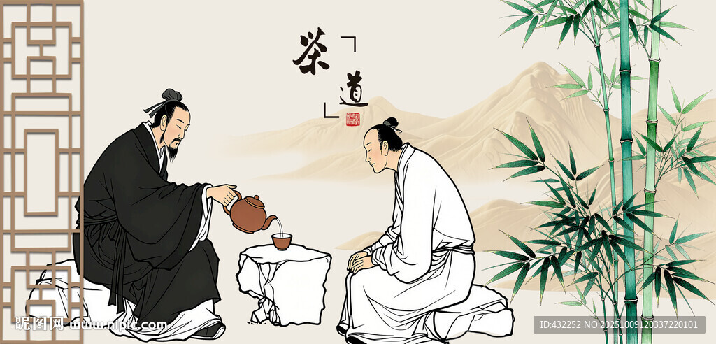 茶文化古人對(duì)坐品茶圖