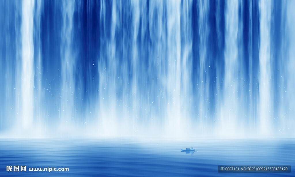 招財(cái)瀑布山水畫(huà)幕墻