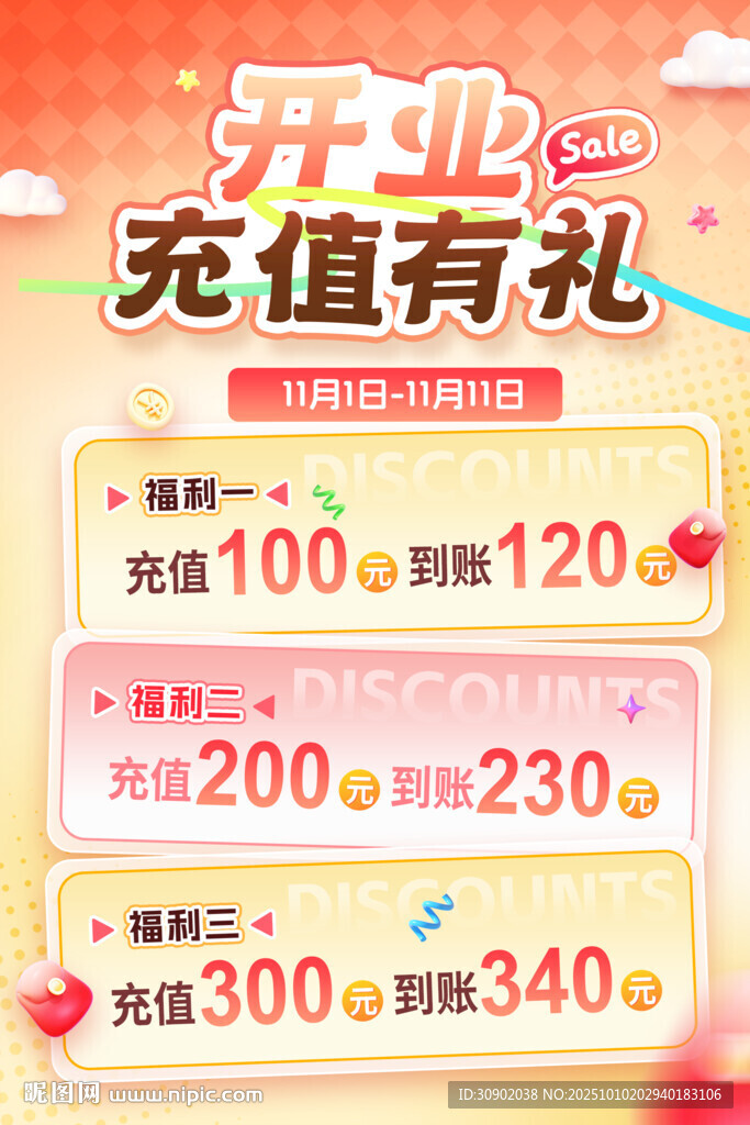 開業(yè)充值優(yōu)惠活動海報