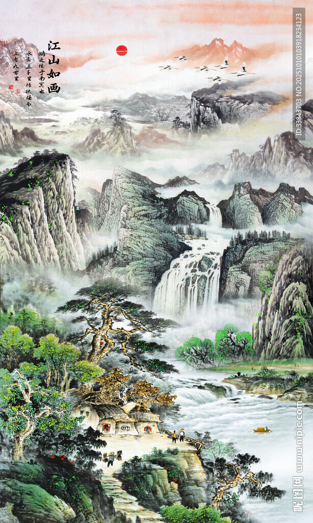 豎幅玄關(guān)山水畫(huà)