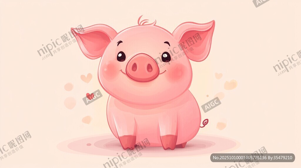 可愛萌趣小豬插畫