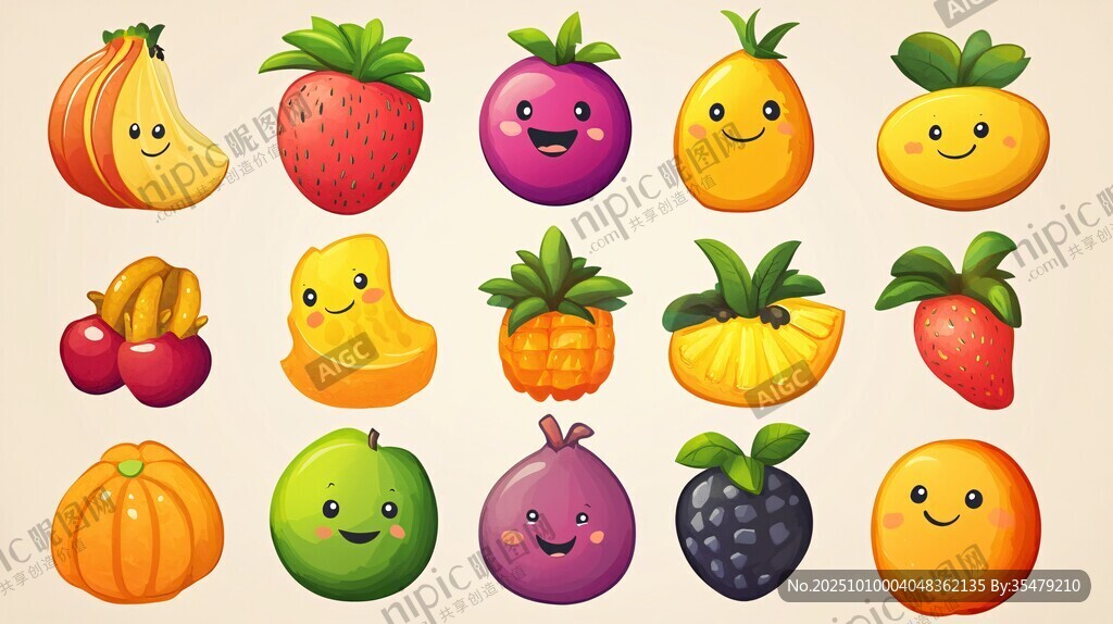 可愛表情水果插畫集合
