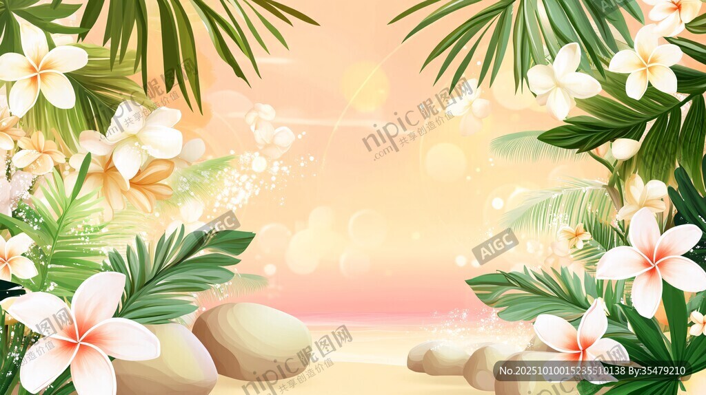 熱帶花卉海灘夢幻風(fēng)光