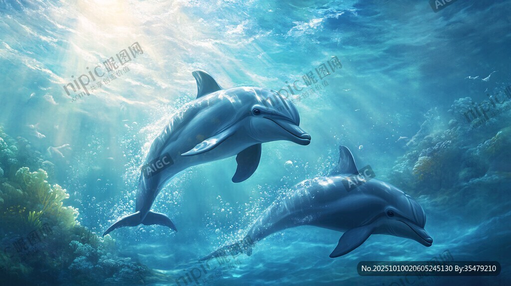 雙海豚暢游夢幻海底世界