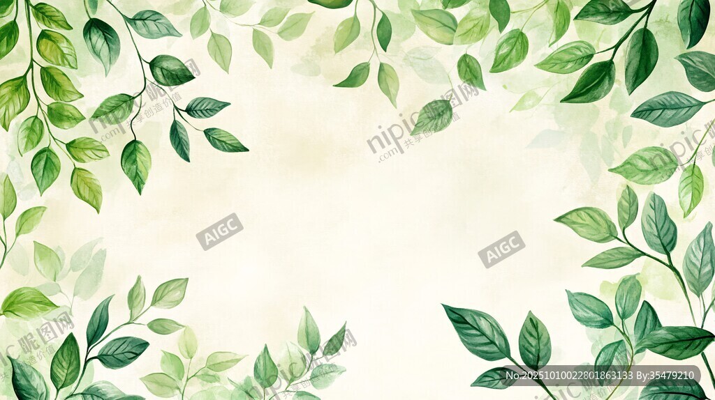 綠葉環(huán)繞的清新背景畫面