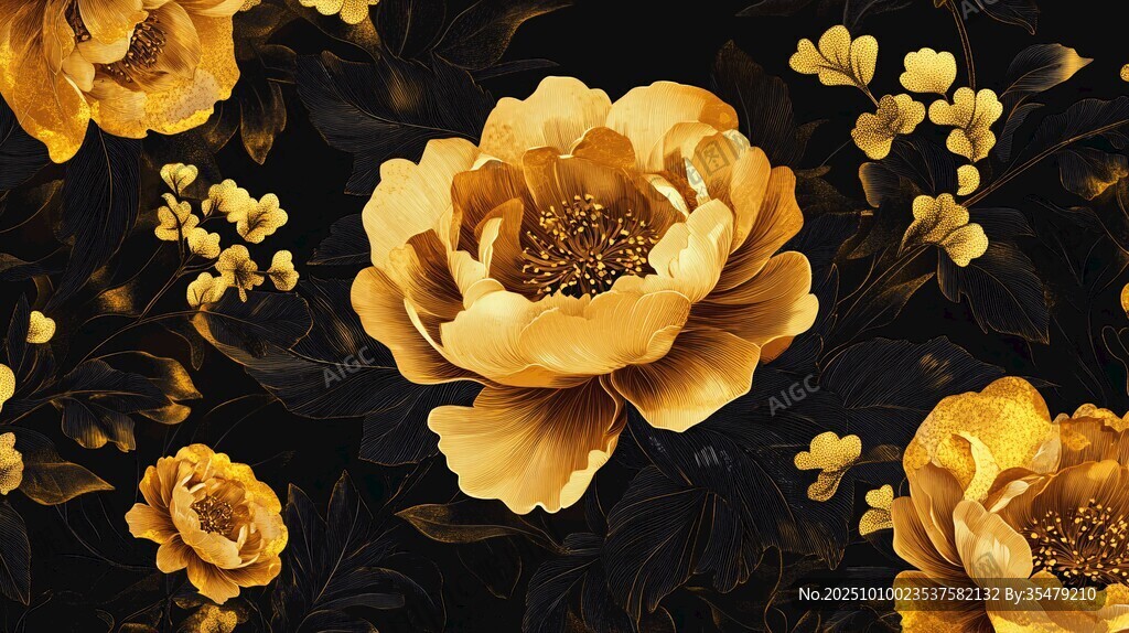 金色花卉圖案 奢華視覺(jué)盛宴