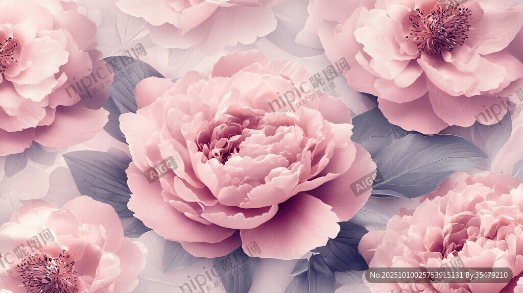 浪漫粉色牡丹花背景圖