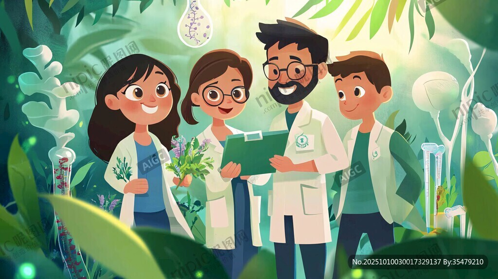 科學家團隊在叢林中研究植物