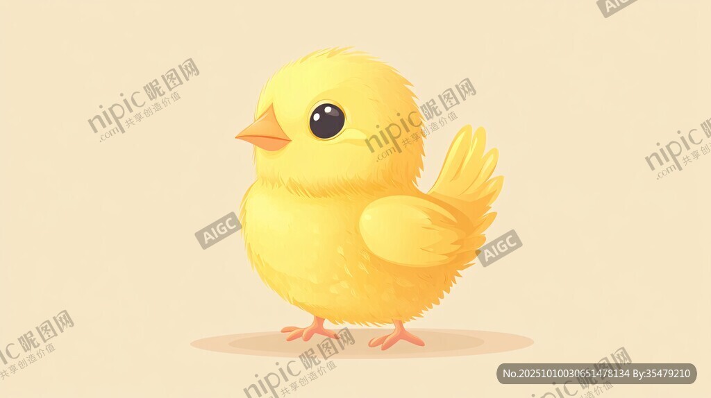 可愛(ài)小黃雞插畫