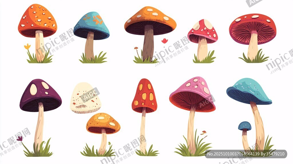 可愛(ài)卡通蘑菇插畫集合