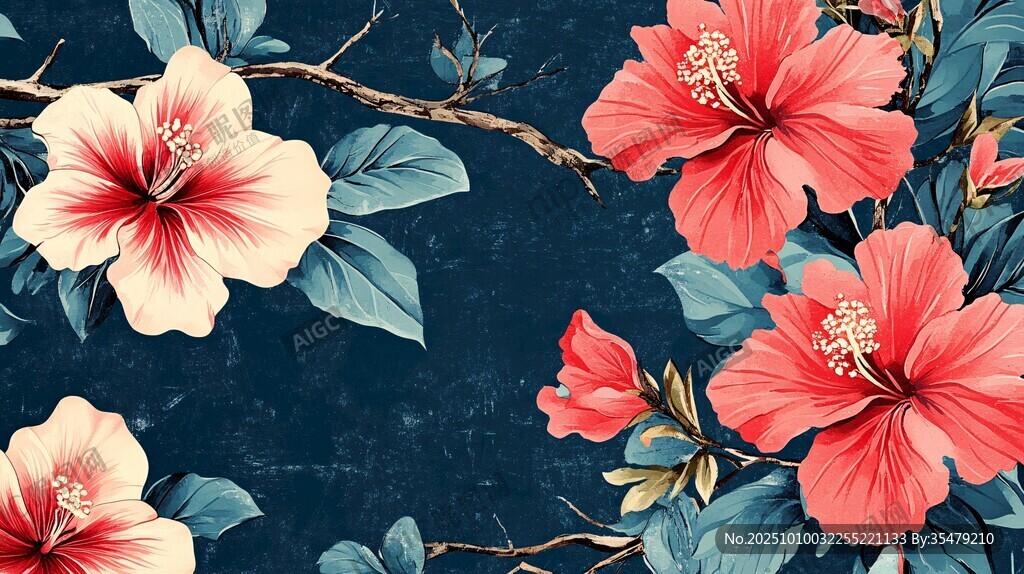 深藍(lán)色底上的艷麗扶?；? />
                                    <label style=