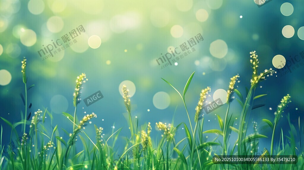 春日綠草繁花夢幻景象
