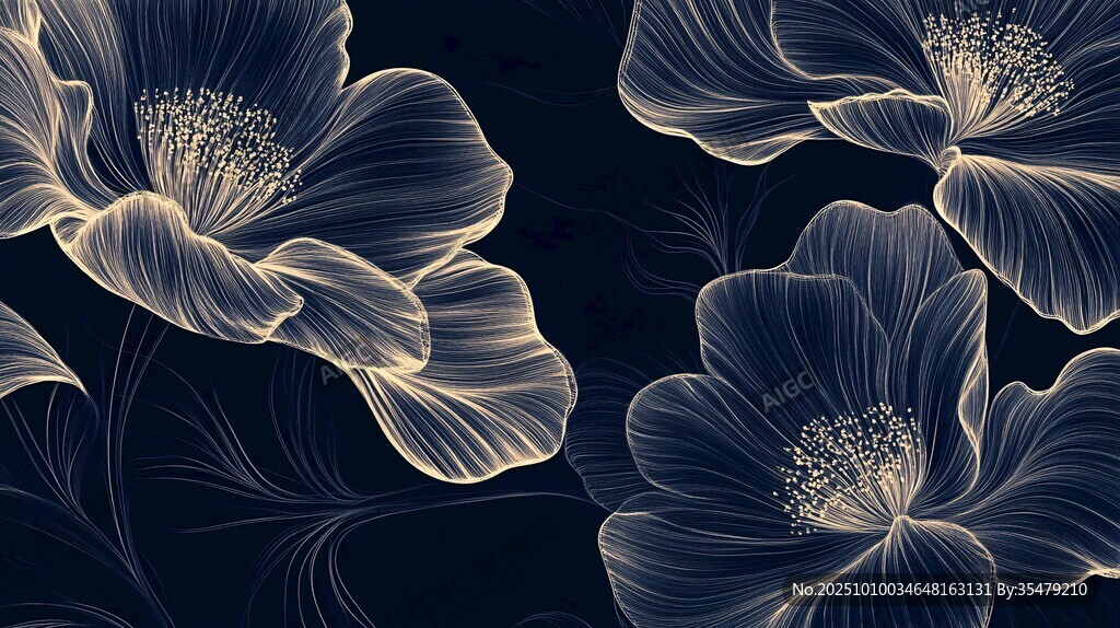 夜影繁花 精致線條花卉圖案