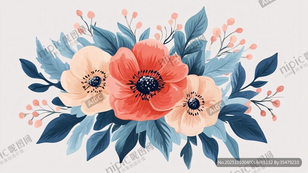 唯美花卉插畫 清新色彩