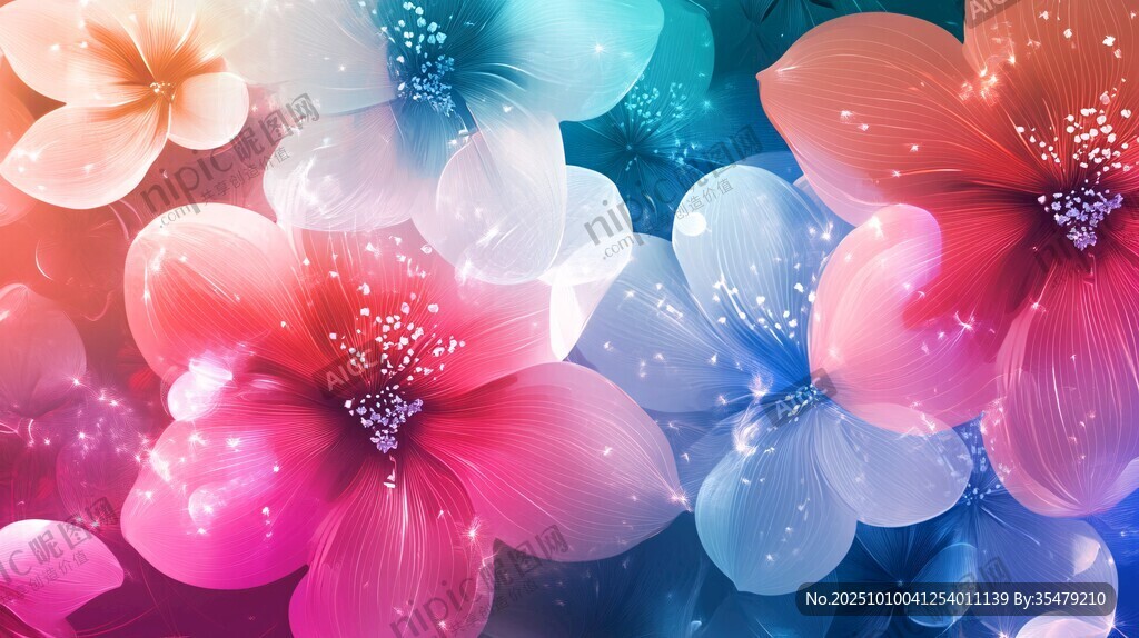 夢幻絢麗花朵背景圖
