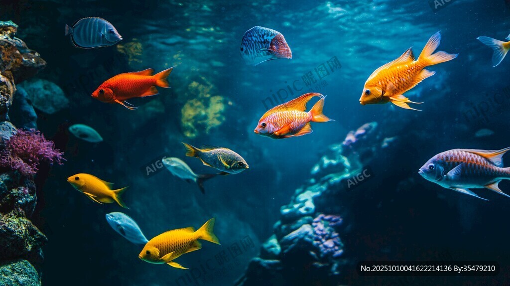 海底暢游的多彩觀賞魚