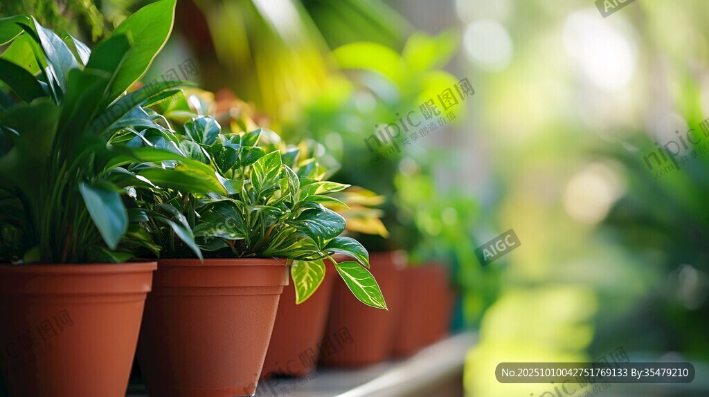 盆栽綠植展示架上的生機