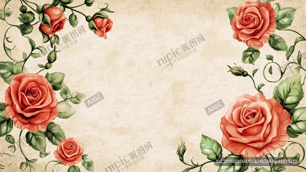 復(fù)古風(fēng)玫瑰花卉裝飾背景